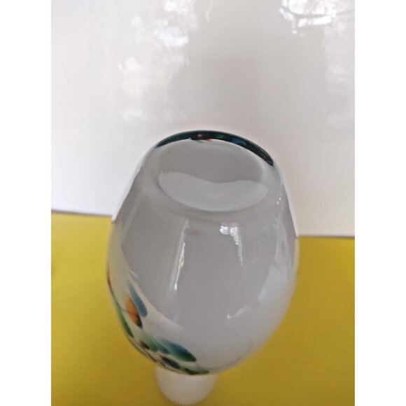 Hand Blown Italian Opaline Abstract art swirls Glass vase 9" - Picture 7 of 14